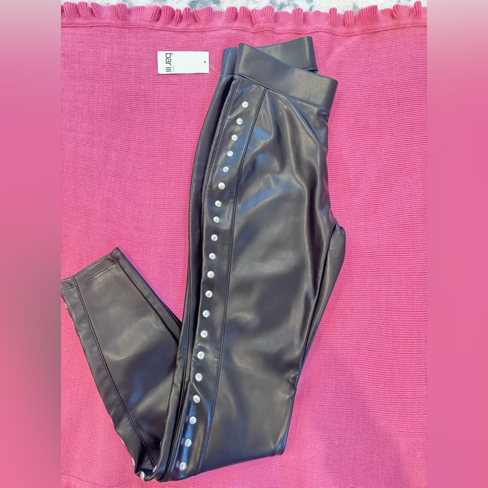 Bar III Black and Silver Skinny Pants with Studded Detail